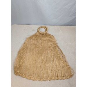 Woven Jute Macrame Net Tote Bag Natural Tan Open Weave Boho Beach Bag